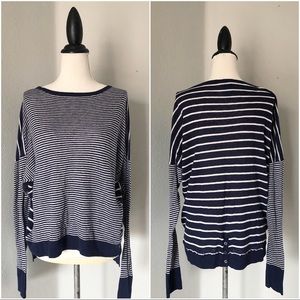 C&C California Mixed Stripe Wool Cashmere Sweater